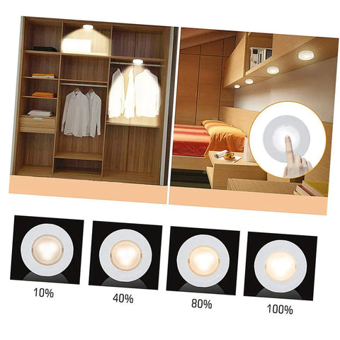 Six Pack LED Cabinet Lights Set With Dimmable Warm White Under Cabinet Lighting installed in cupboard and bedroom with touch control dimmer.