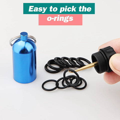 Mini Aluminum Alloy Scuba Dive Tank Key Ring With Brass O Ring Pick And Twelve O Rings Compact Valve Sealing Kit in use