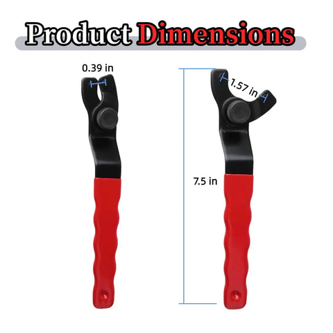 Two Pack Red Adjustable Pin Spanner Wrench For Angle Grinder Lock Nut Heavy Hitter Disc Removal Spanner Featuring A Knuckle Friendly Grip And Bulletproof Fit For Flawless Pro Shop Runs dimensions shown with sizes labeled.