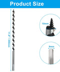 Heavy Duty Workhorse 3/8 Inch Wood Auger Drill Bit With 12 Inch Long Hex Shank For Hardwood, showing dimensions and details.
