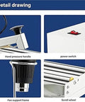 Pro Shrink Wrap Sealing Machine With Heat Cutting Bar Simultaneous Seal And Cut Function showing power switch and scroll wheel.