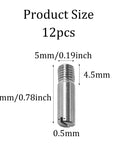12Pcs M5 X 20mm Slotted Cylindrical Pin, 304 stainless steel dimensions detail, external thread dowel for furniture and assembly