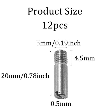 12Pcs M5 X 20mm Slotted Cylindrical Pin, 304 stainless steel dimensions detail, external thread dowel for furniture and assembly