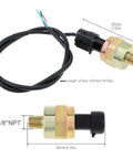 One Eighth NPT Oil Fuel Pressure Sensor Transducer 0 To 100 Psi With Harness Kit Heavy Duty Stainless Steel 316 High Temperature Resistant