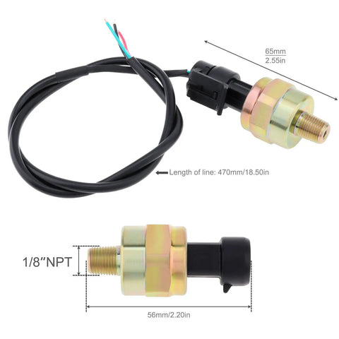 One Eighth NPT Oil Fuel Pressure Sensor Transducer 0 To 100 Psi With Harness Kit Heavy Duty Stainless Steel 316 High Temperature Resistant