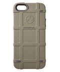 Rugged Grip Bumper Case For Apple iPhone 5 And 5s Featuring PMAG Ribbed Back Panel in foliage green, showcasing textured surface and ports.