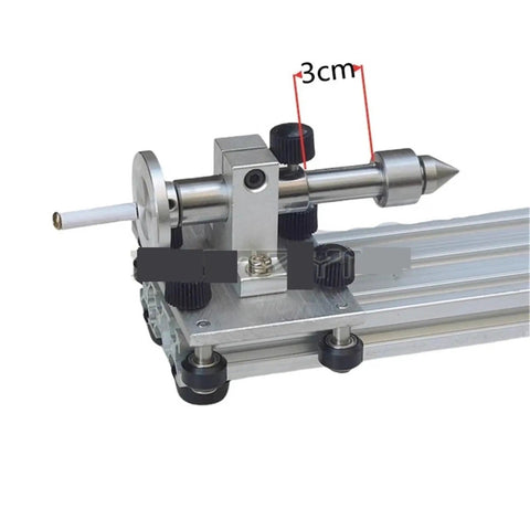 Compact Mini Metal And Woodworking Lathe With Adjustable 12- to 24-Volt Speed Control For Precision Grinding Polishing And Crafting Projects, 3cm tool detail.