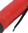 Heavy Duty Pneumatic Die Grinder With Built In Muffler For Dead Quiet 18k Rpm Action Zinc Alloy Body And Comfort Grip close-up of red cushioned grip
