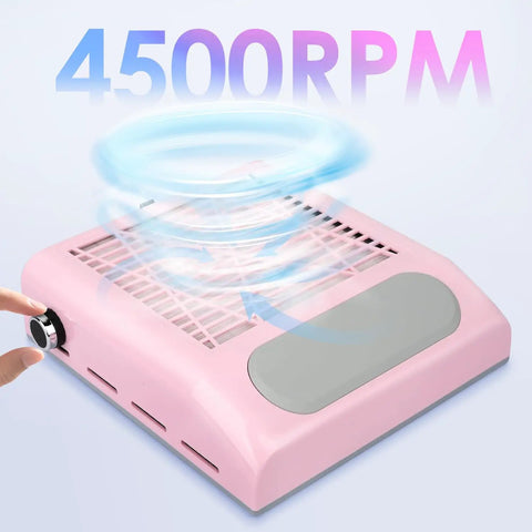 Pro Grade Nail Dust Collector For Acrylic Nails Vacuum Machine 4500RPM Adjustable showcasing speed control dial