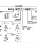 Diagram of Pro Grade MHZJ2 Pneumatic Finger Cylinder and Compact Gripper specifications and options for machine automation.