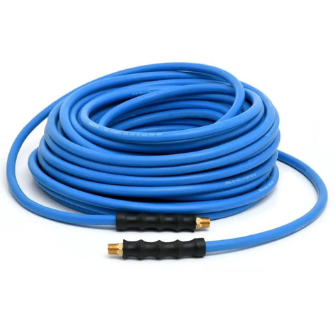 Lightweight Half Inch 100 Foot Rubber Air Hose With 300 PSI, Kink-Resistant And Lays Flat, 100 Percent Rubber Construction, Ultra Flexible And Strong, Ozone Resistant, Temperature Range 50F To 190F, High-Strength Polyester Braided