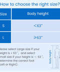 Size chart for Gel Foam Ankle Stabilizer Brace With Adjustable Rigid Stirrup, indicating small and large size based on height.