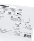 Back packaging of Small Furniture Wheel Caster Cups With Grippy Rubber Grip Set Of 4 1-3/4 Inch Round Floor Protectors, image showing installation guide and warranty details.