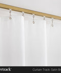 Ceiling Mounted Curtain Rail 20 Ft Satin Brass Track For Curtains And Room Dividers, Privacy Panels, Offices, Classrooms, Hospitals And More, USA Made Heavy Duty Ceiling Track System For Home Or Business Use with white curtains