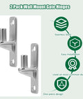 2 pack stainless steel gate hinges for wall mount, 5/8 inch pins, rust-resistant, heavy-duty, space-saving design, easy installation