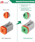 Deutsch DT Connector Kit IP68 Waterproof Beefed Up All In One 2 To 12 Pin Cavities connectors comparison next to IP67 waterproof version.