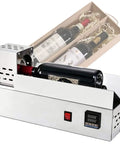 600W Neck Heat Shrink Sealing Machine For Wine Bottles with digital display sealing a wine bottle inside stainless steel frame.