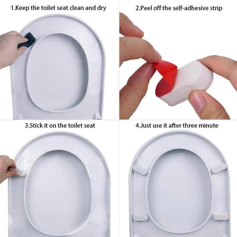 Toilet Seat Bumper For Bidet Attachment With Strong Adhesive White 4 Pack ABS Plastic Body And TPE Bottom Cushions Installation Steps