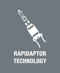 Illustration of Rapidaptor quick release for Series 7400 Kraftform Adjustable Torque Screwdrivers with 0.1 to 3.0 Nm range.