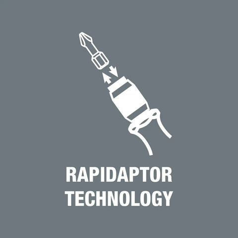 Illustration of Rapidaptor quick release for Series 7400 Kraftform Adjustable Torque Screwdrivers with 0.1 to 3.0 Nm range.
