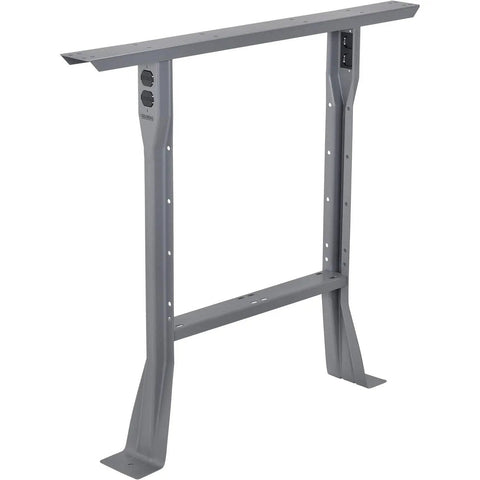 Shop Grade Steel Pedestal Workbench Sixty by Thirty Inches With Four Secure Locking Drawers And ESD Safety Edge Top, gray frame, side view