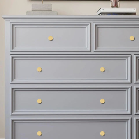 6 Pack Solid Brass Cabinet Knobs Pulls Set In Gold Brushed Finish For Cabinets Drawers And Dressers Modern Handles 1x1 Inch 25mm By 25mm Dope Hardware Kit Heavy Duty Durable Upgrade Your Space on gray dresser drawers