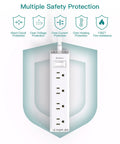 Ultra Slim Flat Plug Power Strip With Twelve Outlets And Three Sided Access Smooth Operator Five Foot Extension Cord, safety features diagram.