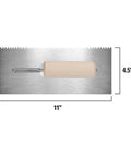 1/8 Inch Square-Notch Wood Flooring Trowel With Wood Handle for direct glue-down parquet and engineered wood adhesives
