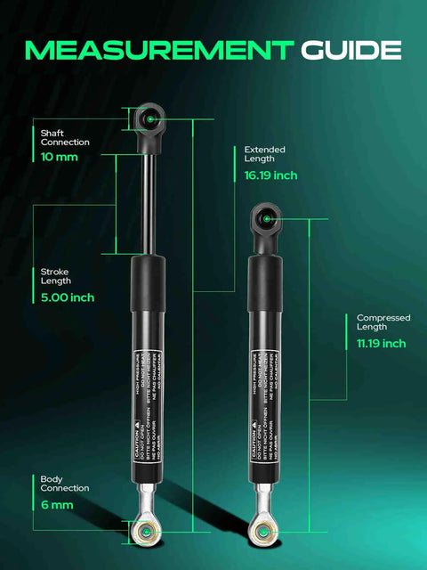 Measurement guide for Set Of 2 Rear Window Glass Lift Supports Gas Struts Replacement For Nissan Armada 2005 Through 2015, Pathfinder Armada 2004