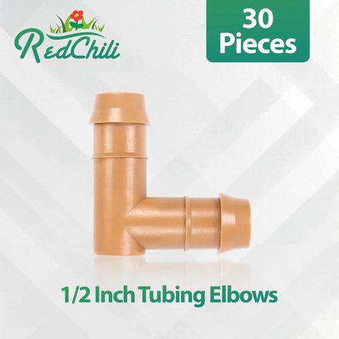 30 Pack Half Inch Drip Irrigation Elbow Fittings Barbed Connectors For Five Eighth Inch And 0.700 Inch Tubing