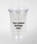 Sip All Day Long With Bulk Pack Custom Clear Acrylic Tumblers 16 Oz Double Wall Insulated Plastic Cups With Lids Straws Bpa Free Personalized Drinkware For Iced Coffee with custom logo area.