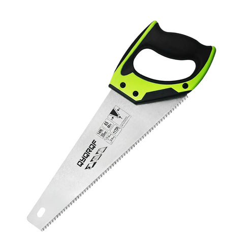 Pro Grade 14 Inch Hardpoint Handsaw With Cushioned Non Slip Grip Truly Razor Sharp Teeth For Slicing Lumber Drywall Pipe And Trim Smooth Swinging Action Jobsite Staple Contractor Favorite Tool on a white background.