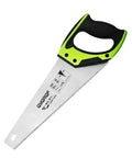 Pro Grade 14 Inch Hardpoint Handsaw With Cushioned Non Slip Grip Truly Razor Sharp Teeth For Slicing Lumber Drywall Pipe And Trim Smooth Swinging Action Jobsite Staple Contractor Favorite Tool showing the blade and handle.