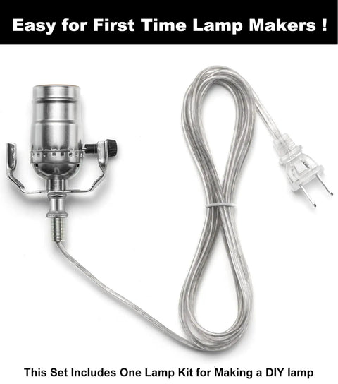 DIY Lamp Wiring Kit With 3 Way Socket, 12 Ft Cord, Hardware Pack And Table Lamp Repair Parts, Easy Plug And Play Rewire