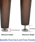 30 Piece Adjustable Furniture Leveler Pads to Kick the Wobble Out of Your Tables and Dressers with Scratch Proof Plastic Discs and No Stress M6 Threads for a Sweet Home Setup showing adjustable foot height from 11.7mm to 25.4mm.