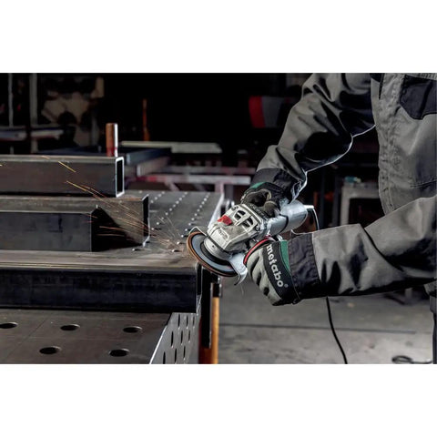 Person using 4.5 To 5 Inch Angle Grinder Beast With Lock On Switch, 11 Amp, 11,000 RPM, Longlife Motor, grinding metal