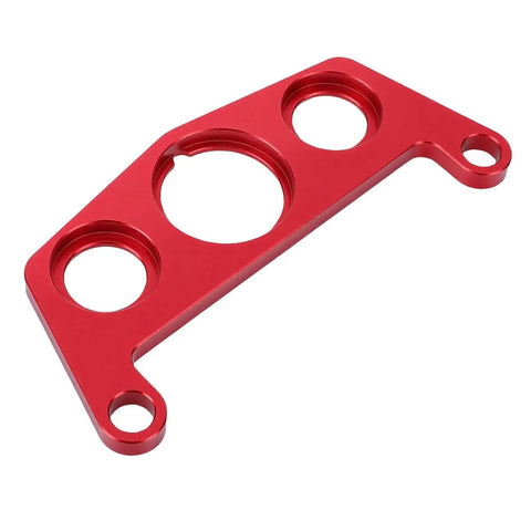 Red aluminum key switch mount for 450R ATV, machined plate with multiple cutouts