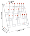 Durable Metal Lab Beaker Drying Holder And Test Tube Rack Draining Stand For Glassware Organization 11x11 Inch with red-tipped holders.