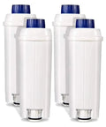 Top Shelf Reusable Coffee Maker Filter With Active Carbon Softener Fine Micropore Mesh Traps Grounds For Bright Crisp Cups Steady Flow Extraction Setup Heavy Duty Replacement Part four white filters with blue tops