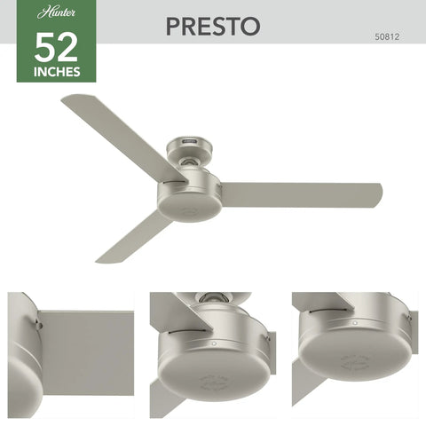 52 Inch Indoor Ceiling Fan No Light With 3 Blades And Standard Mount For Bedroom Living Room Or Kitchen Matte Nickel Finish