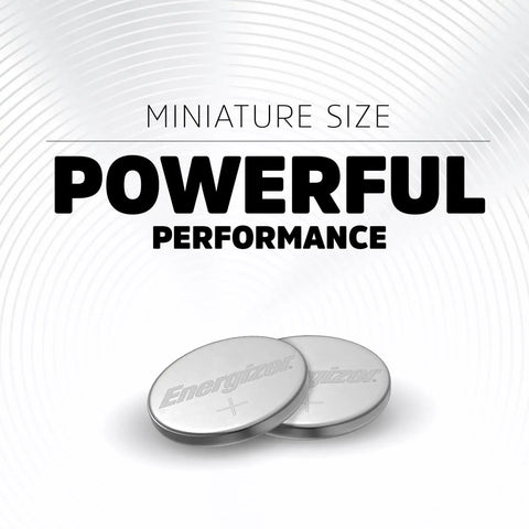 Top Shelf Heavy Duty 3V Lithium Coin Batteries 2 Pack With Kid Proof Housing, showing two silver batteries on a white background.