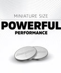 Solid 2025 Lithium Coin Batteries 4 Pack with Energizer logo, showing two batteries for compact devices, strong 3V performance.