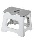 Compact Foldable Step Stool for Adults Up to 330 Pounds, Lightweight Non Slip Gray Stool, 10.5 Inch Step displayed open.