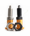 Built Tough Gold Knob Indexing Plunger Spring Pin With External Thread And Nut, showcasing dual plunger pins and nuts.