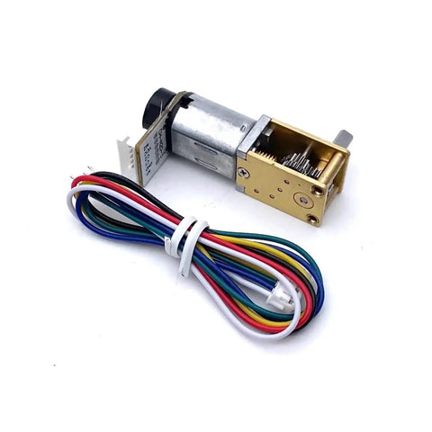 High Performance Gw12-N20 Micro Gear Motor With Abrupt Encoder Output For Robotic Arms And Automation Projects Featuring Stable Low Speed DC Operation At 3 Or 6 Volts To Power Your DIY Builds Effortlessly with wires.