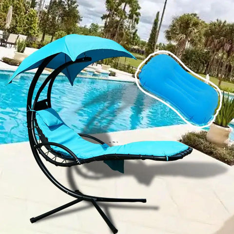 Replacement Outdoor Hanging Lounge Chair Cushion Cover Only With Waterproof Umbrella Fabric, Sky Blue by poolside