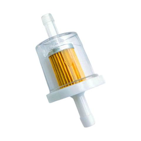 One Quarter Inch Inline Fuel Filter Kit For Briggs And Stratton Kawasaki Toro MTD And Craftsman Engines, 40 Micron, clear plastic body