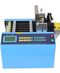 Automatic Heat Shrink Tube And Cable Cutting Machine With Programmable Digital Controls, blue, table-top design, precise cutting features.