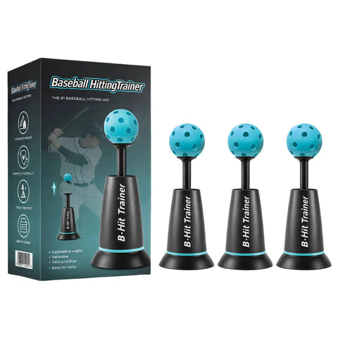 Baseball Batting Trainer Machine With Sturdy Metal Frame For All Skill Levels Adult Hitting Aid For Home Practice Interactive Drills Realistic Balls Pro Grade Durable Backyard Training Gear, boxed set with blue practice balls