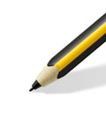 No Plug Needed Jumbo Digital Stylus Pen With Eraser For Touchscreens Hella Comfortable Triangular Grip close-up view on black and yellow design.